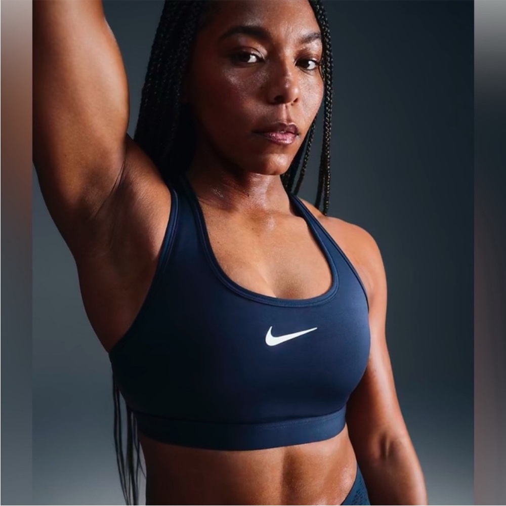 Nike Swoosh Medium Support Padded Racerback Women’s Armory Navy Sports Bra Large